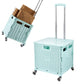 65L Foldable Utility Cart with Lid & 360 Degree Wheels Portable Rolling Crate-Black