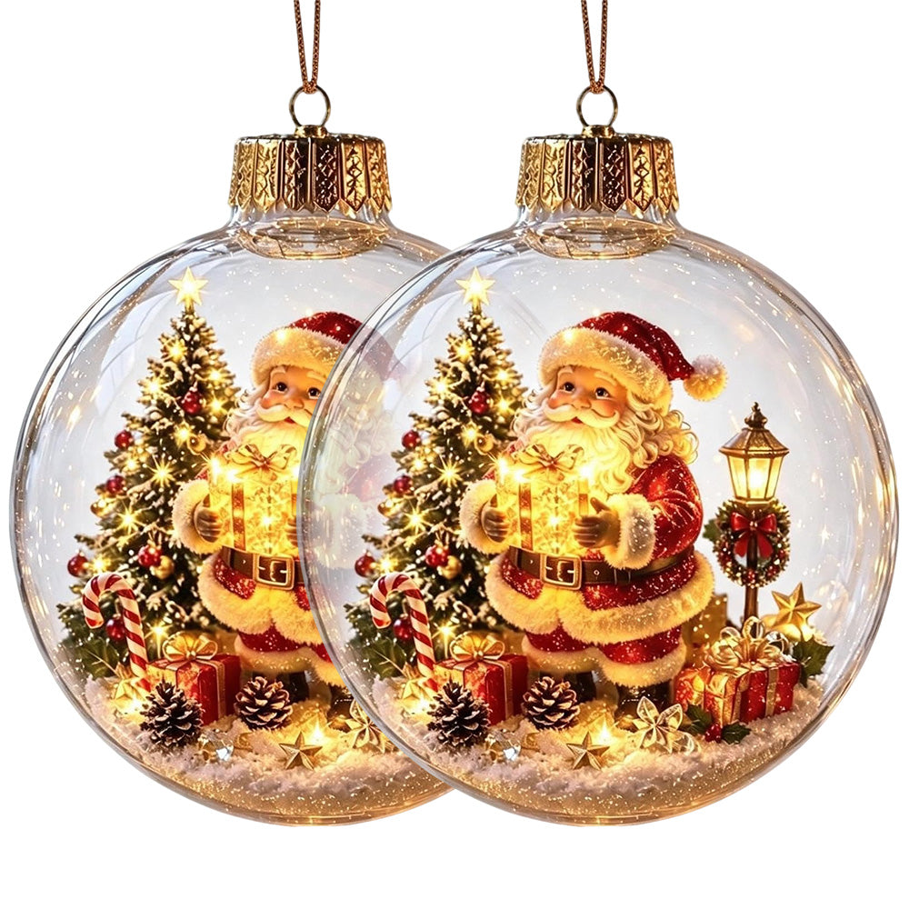 2 Pack 8cm Clear Plastic Fillable Christmas Ball Ornaments