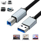 USB 2.0 Printer Cable Type C to USB 2.0 and USB to USB 2.0 1.5m Braided Cord for Scanner