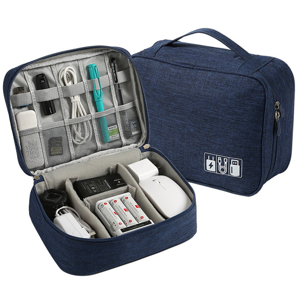 Large Digital Electronics Travel Organizer Bag with Adjustable Dividers