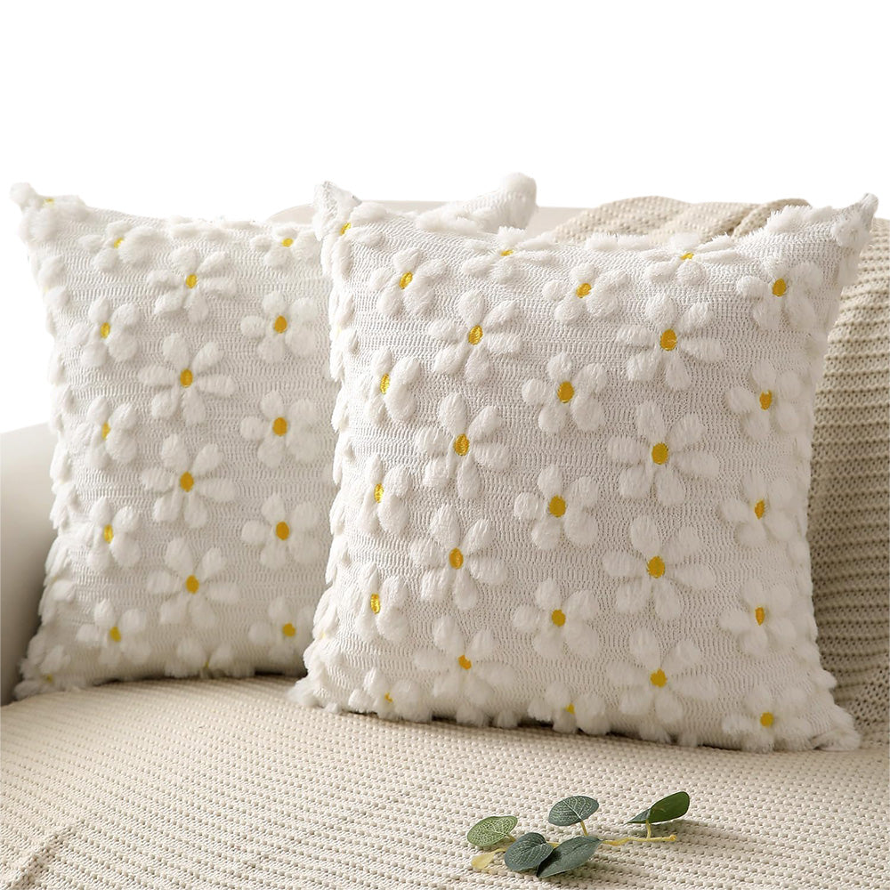 2Pcs Spring Floral Throw Pillow Covers for Couch Sofa Bed Square Cushion Cases-Sunflowers