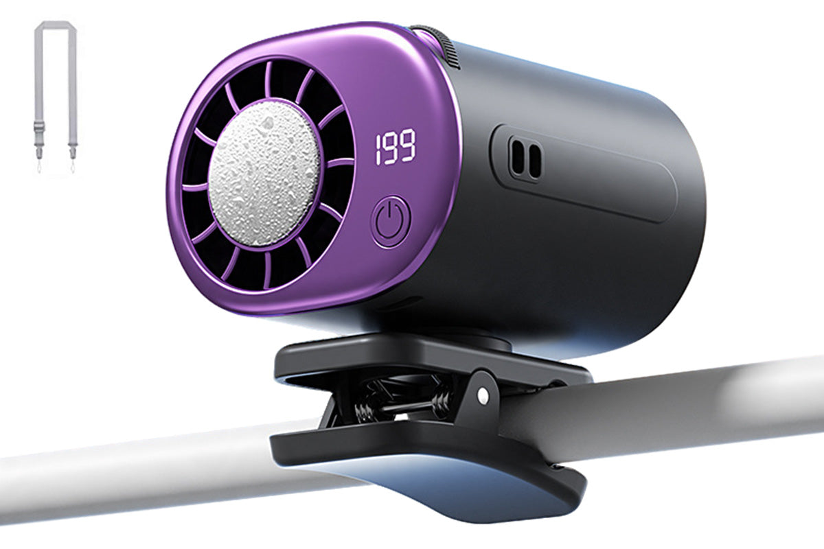 360 Rotatable 199-Speed Ice Cooling Clip Fan with Neck Lanyard TEC Semiconductor Cooling Fan Turbo Boost Wind