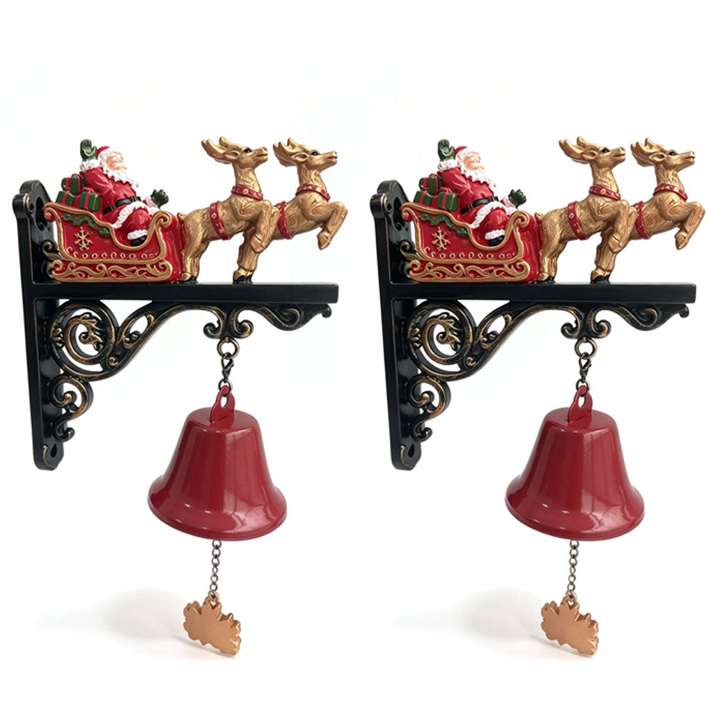 Vintage Resin Christmas Bell Wall Mounted Xmas Doorbell Door Hanging Ornament