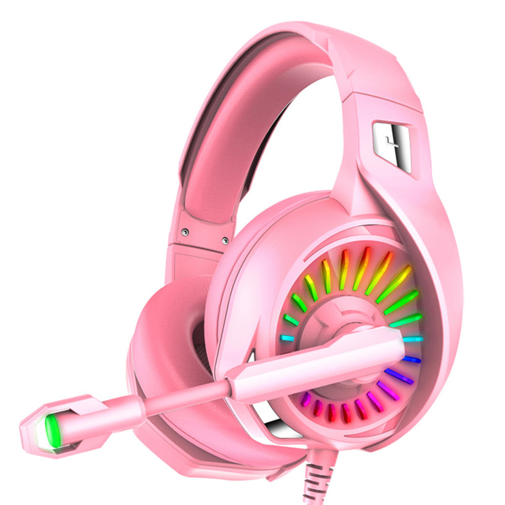 Wired Over-Ear Gaming Headset with LED RGB Lights and Mic