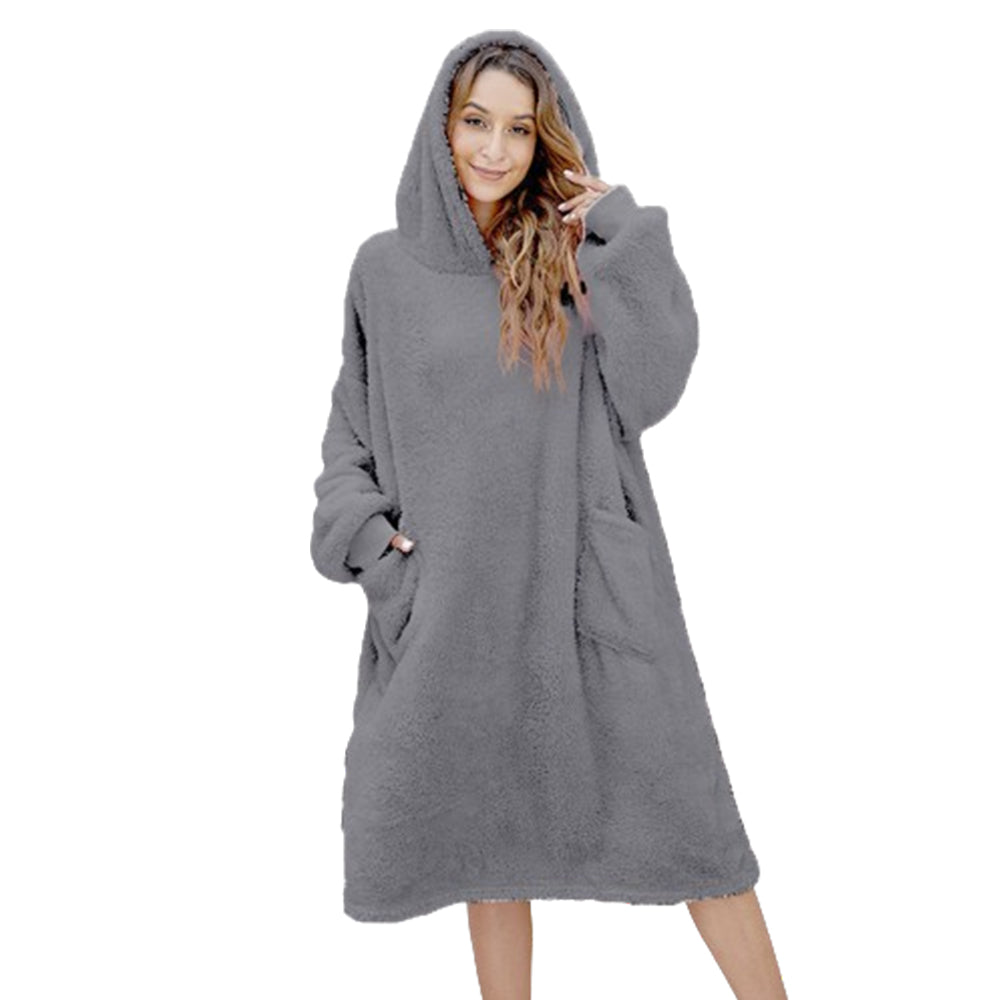 Reversible Faux Shearling Hooded Blanket