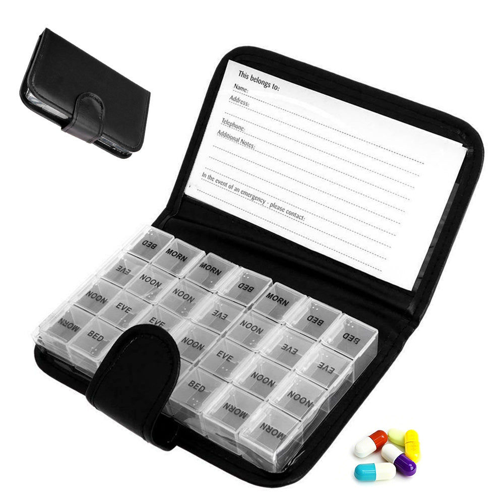 Weekly Pill Organizer Individual Medicine Containers for Vitamins Supplements