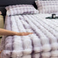 Faux Fur Fitted Sheet with Pillowcases-Purple