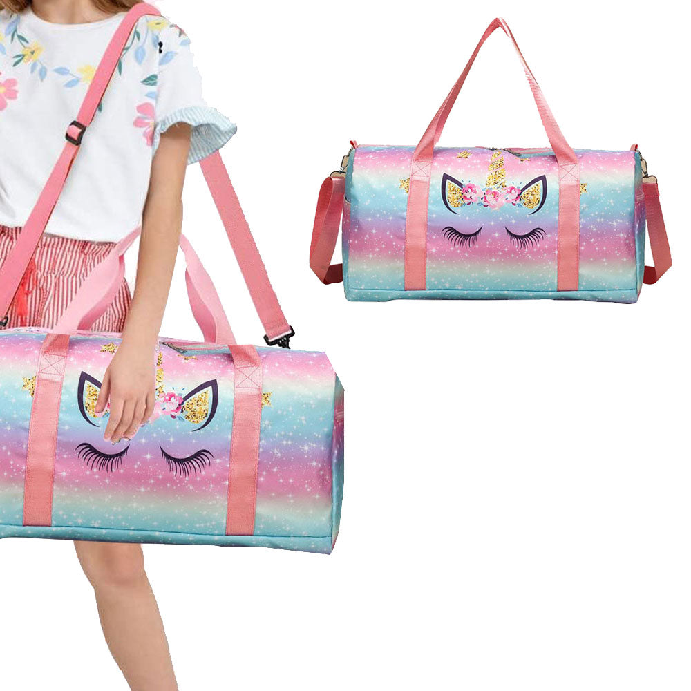 Kids Duffle Bag Water Resistant Travel Overnight Weekend Bag with Shoe Compartment