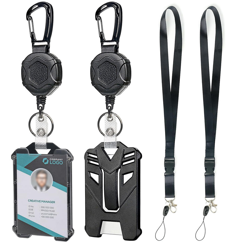 2XBadge Holder Retractable ID Cards Holder with Lanyard
