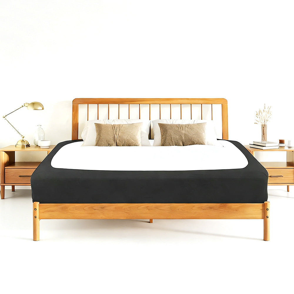 Elastic Box Spring Cover Stretchy Wrap Around 4 Sides Bed Skirt for Hotel Home