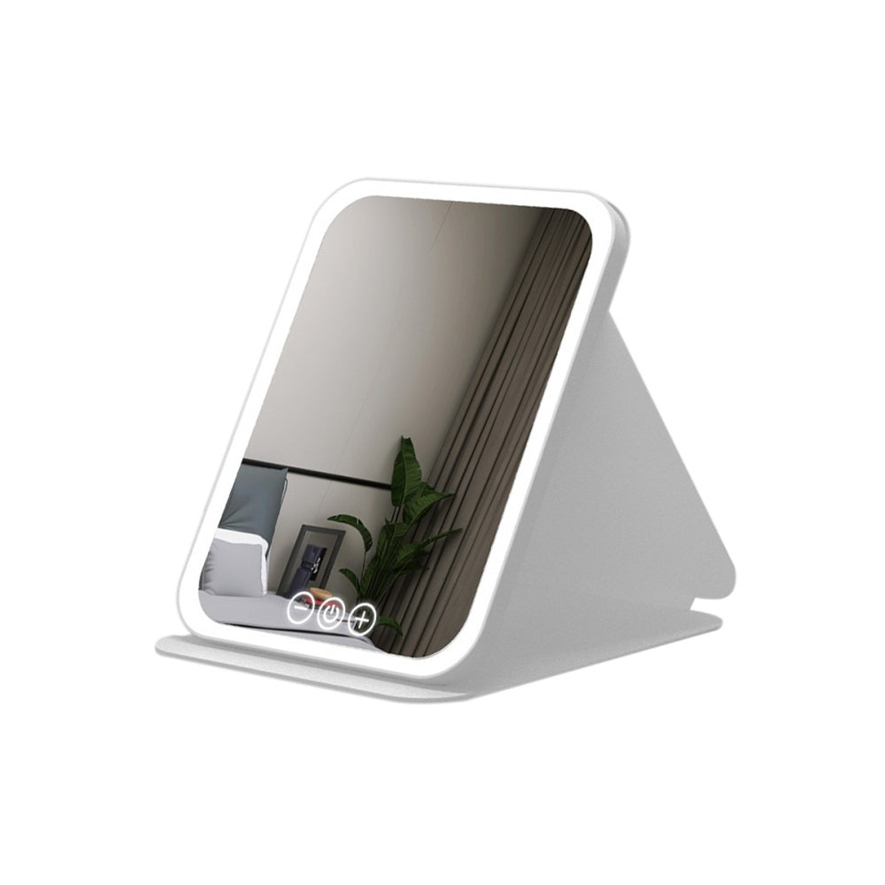 Fold LED Dimmable Makeup Mirror with 3 Colors Adjustable Light
