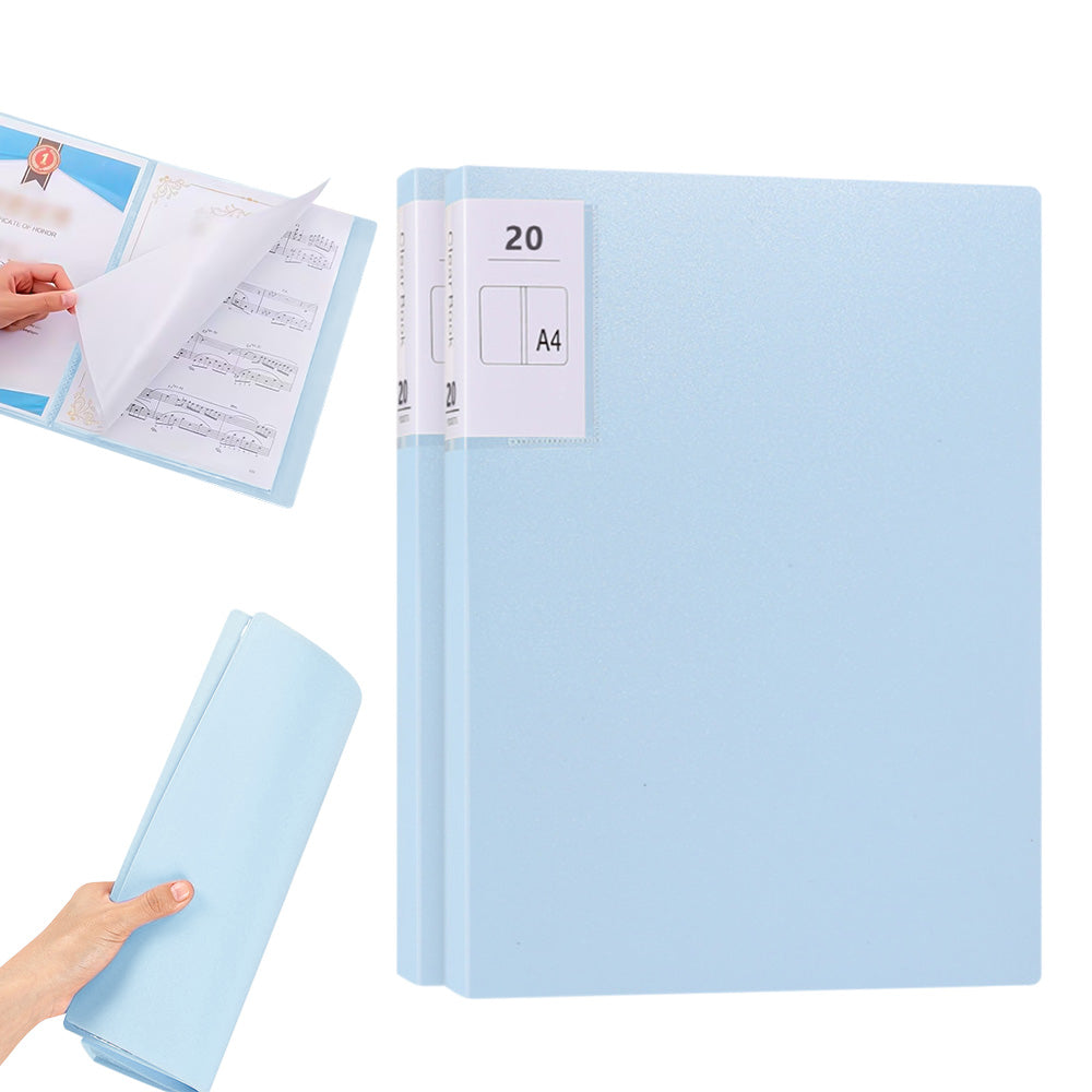 2 Pack A4 Sheet Protector Binder 40 Page Clear Folder for Certificates Posters