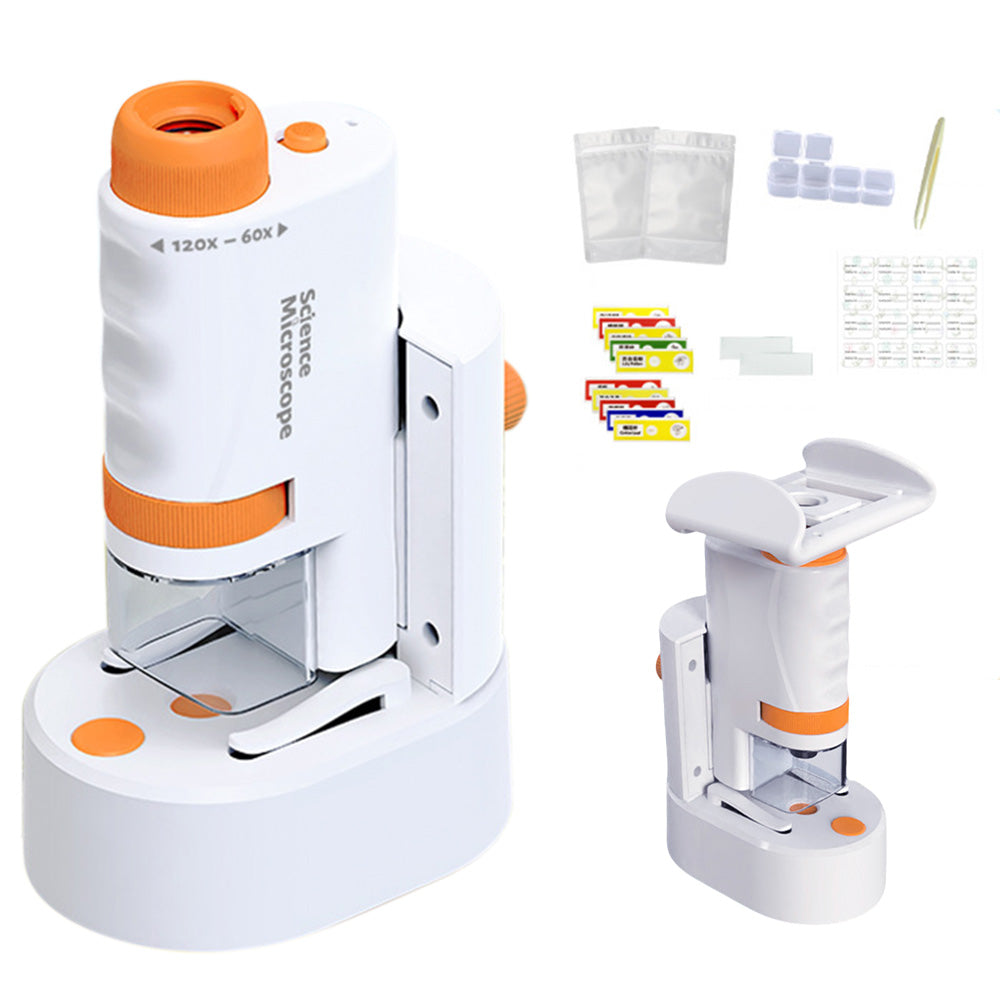 60X - 120X Portable Handheld Microscope Mini STEM Science Toy with LED Light