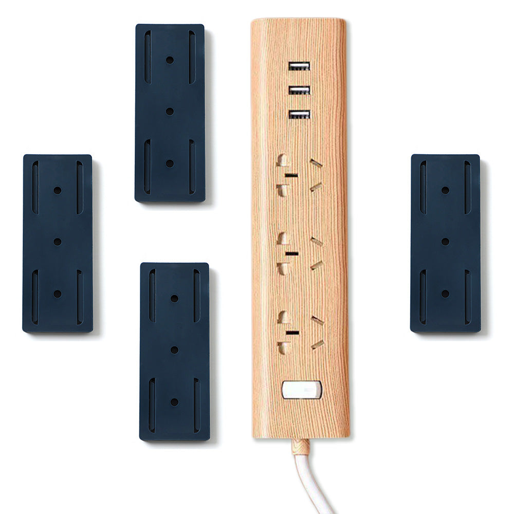 4PCS No-Drill Power Strip Holders Adhesive Wall Mount Socket Organizer