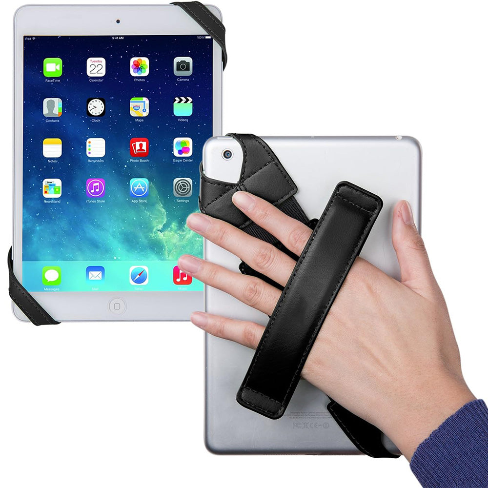360 Degree Rotating PU Leather Hand Strap Holder Stand for Tablets