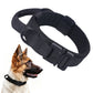 Adjustable Dog Collar with Handle Tactical Nylon Pet Collar for Medium Large Dogs-Black