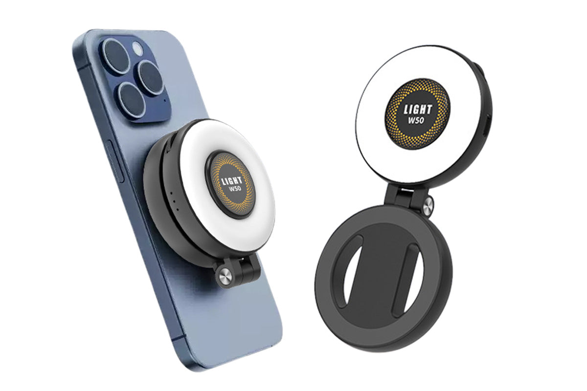 2Pcs Magnetic Phone Ring Light 3 Color Dimmable Fill Light Rechargeable Selfie Light
