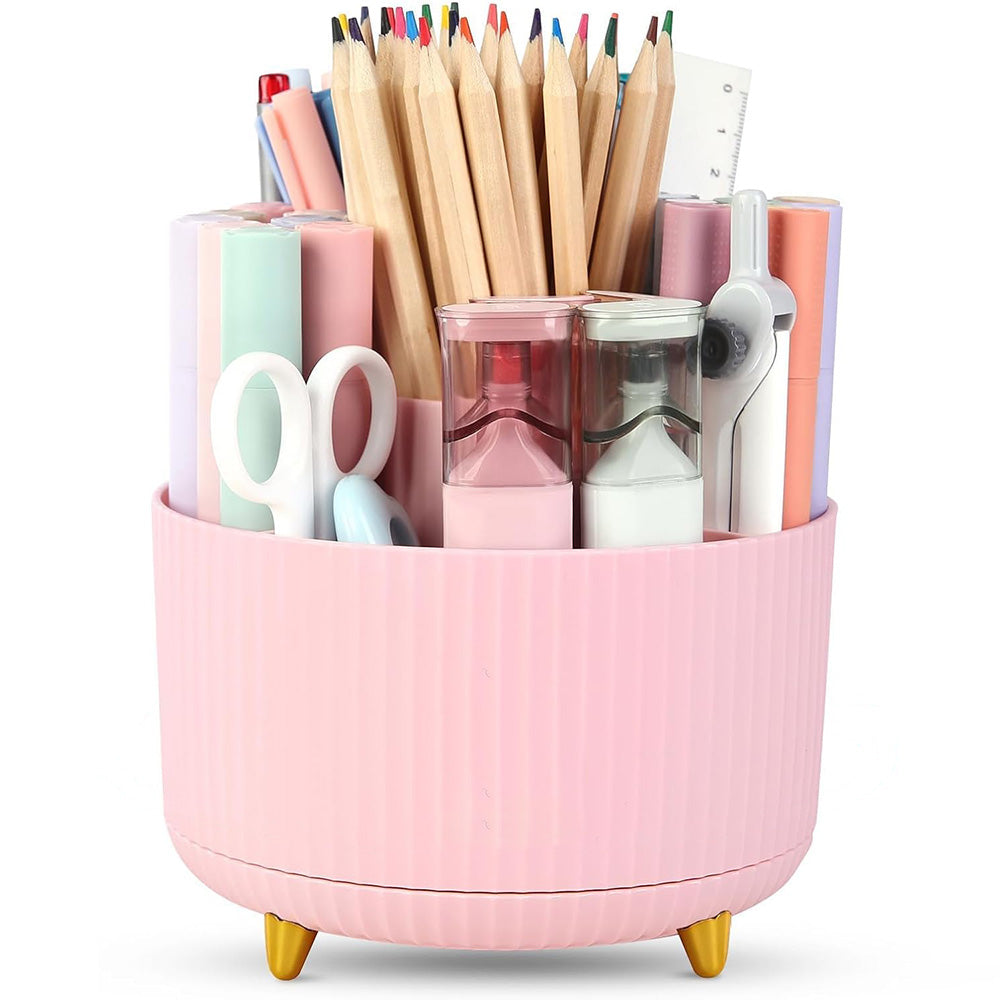 360 Degree Rotating Desk Organizer with 4 Slots For Pencil and Pen Holder