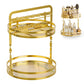 Rotating Makeup Organizer Double Layer with Brush Holder for Skincare Perfume