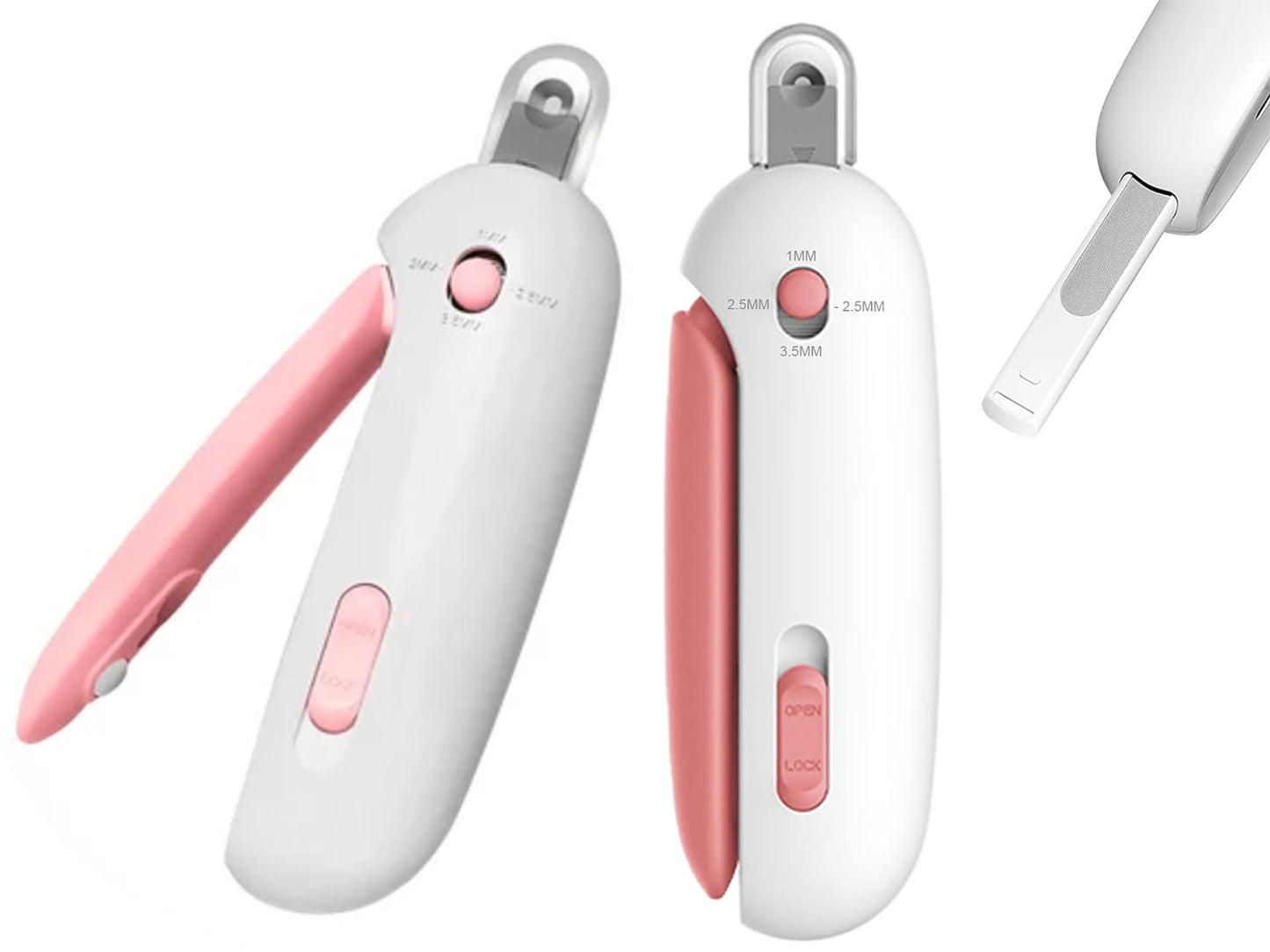 2 X Adjustable Aperture Cat Nail Clipper with Nail File and Nail Storage