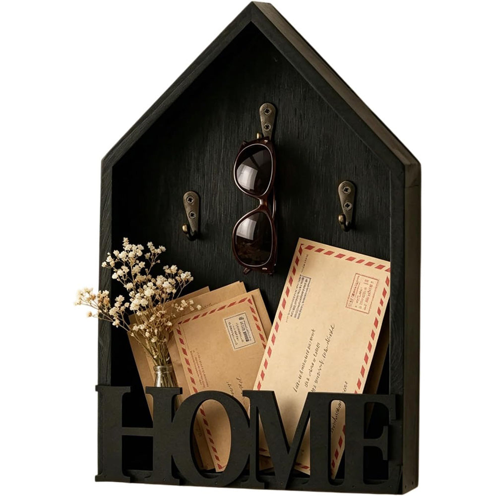 Vintage Key Holder Wall Mount with 3 Metal Hooks Key Rack for Entryway Living Room