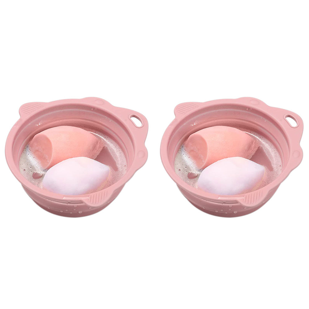 2PCS Foldable Silicone Makeup Brush Cleaner Bowls Cleaning Tool For Brushes Powder Puffs Sponges