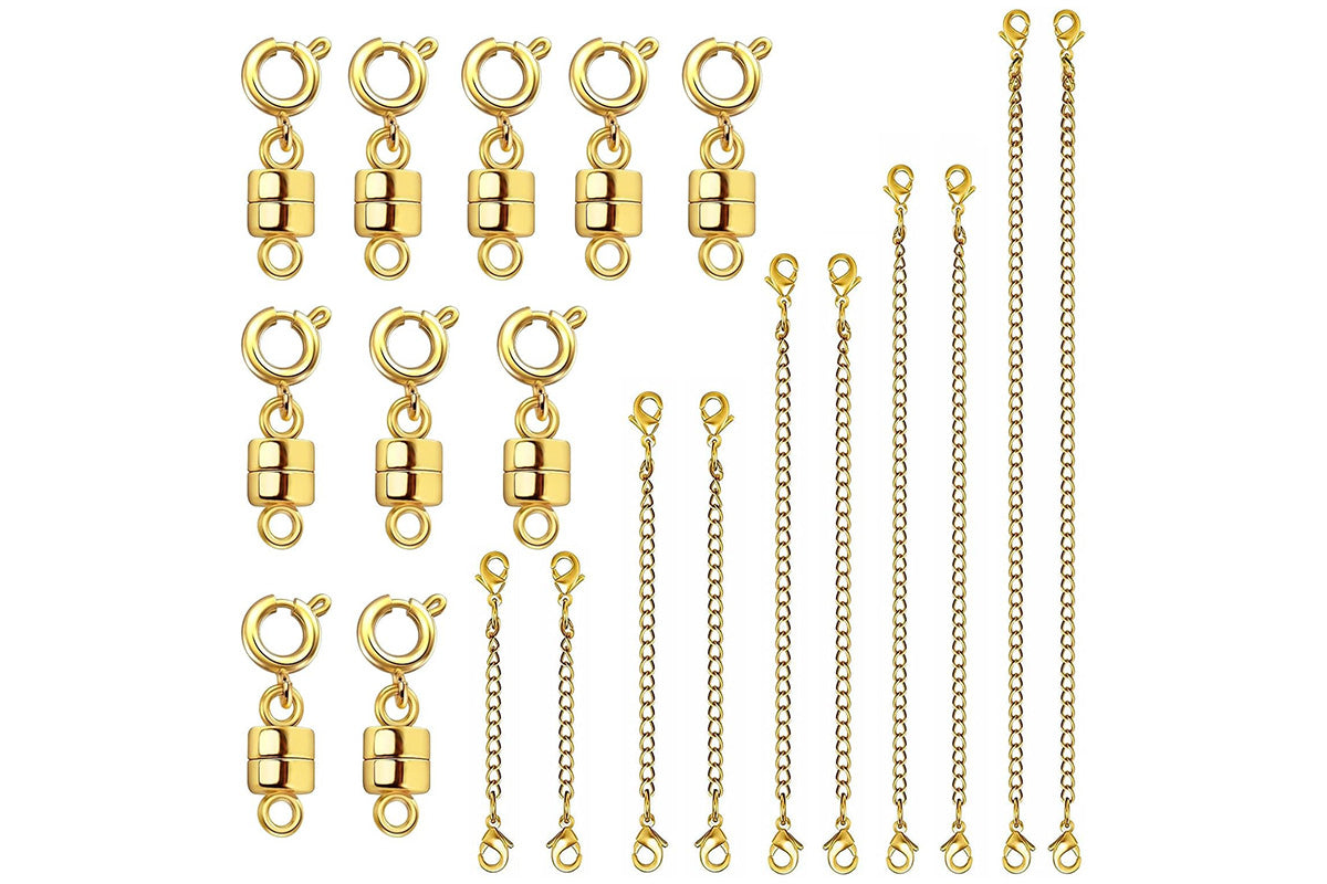 20-Piece Necklace Extender Set with Magnetic Clasps for Jewelry and Bracelets