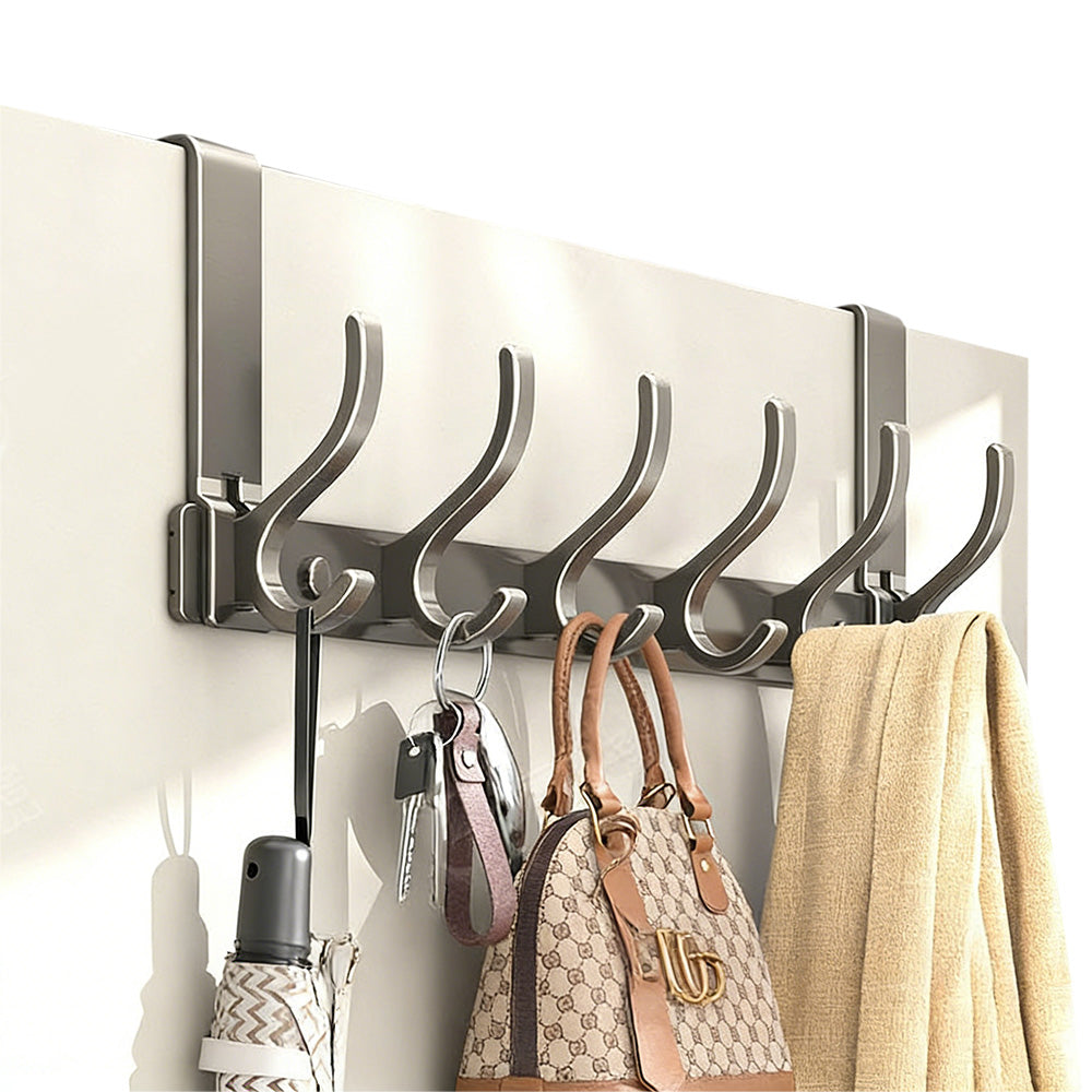 Over The Door Hooks Sturdy Door Hanger with 6 Hooks for Bathroom Bedroom