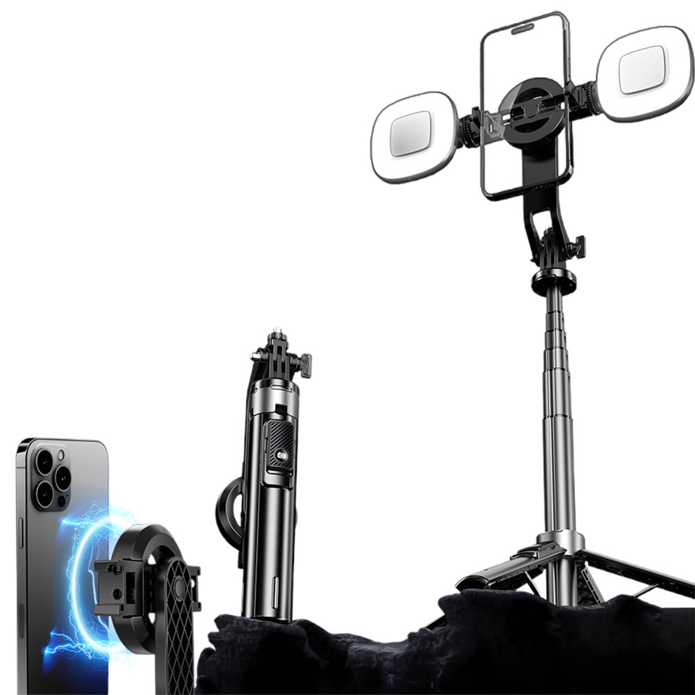 Phone Tripod Potable Selfie Stick With Wireless Detachable Remote Control And Fill Light