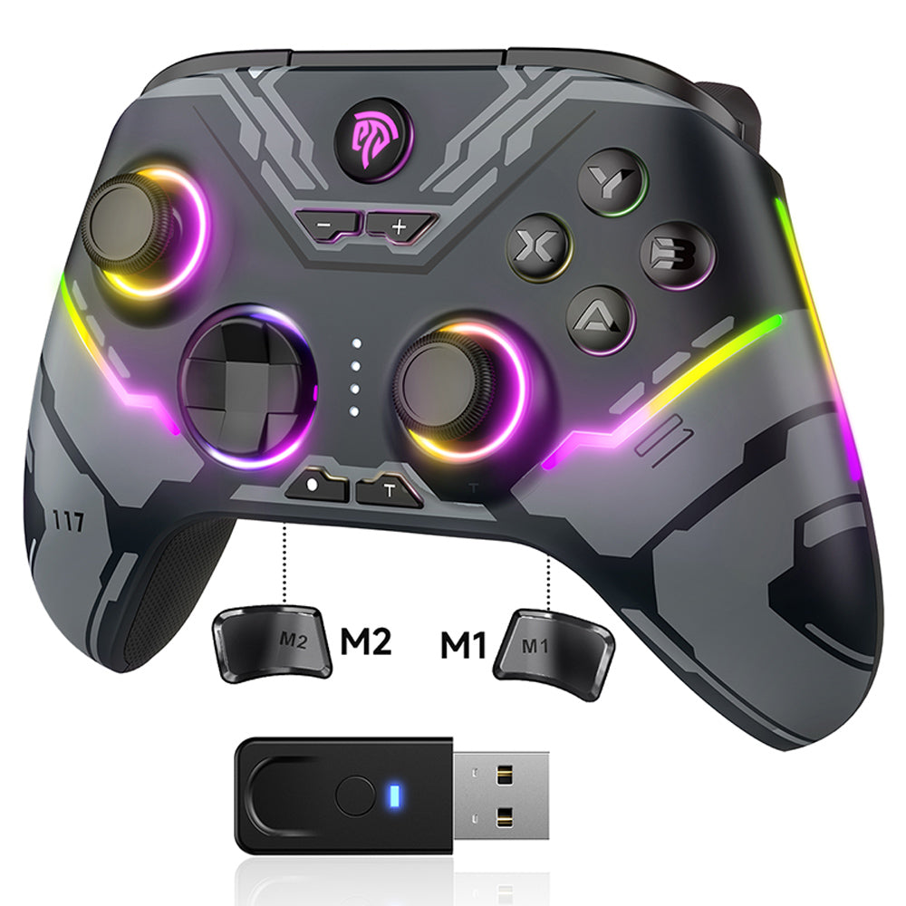 EasySMX X15 PC Controller Wireless Bluetooth Controller with Hall Joysticks Triggers RGB Lighting for Switch Windows PC Android