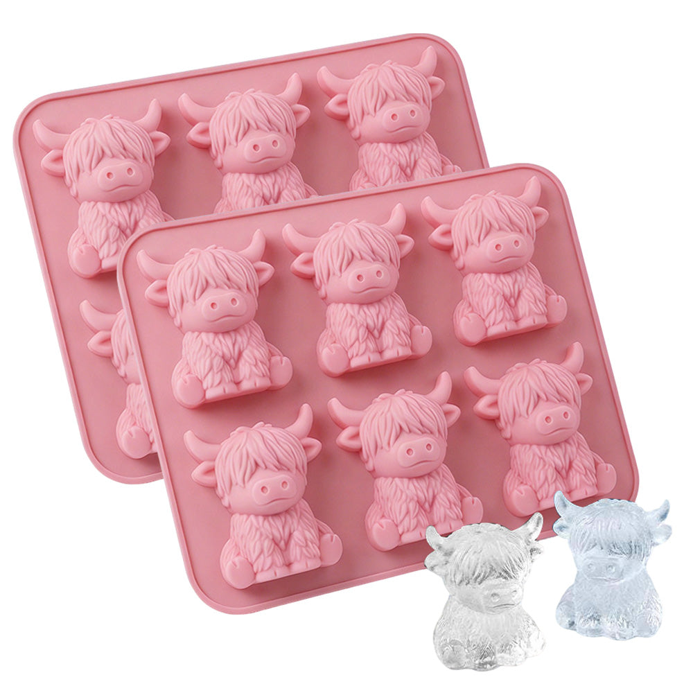 2 Pack 6 Cavity Silicone Highland Cow Ice Cube Molds