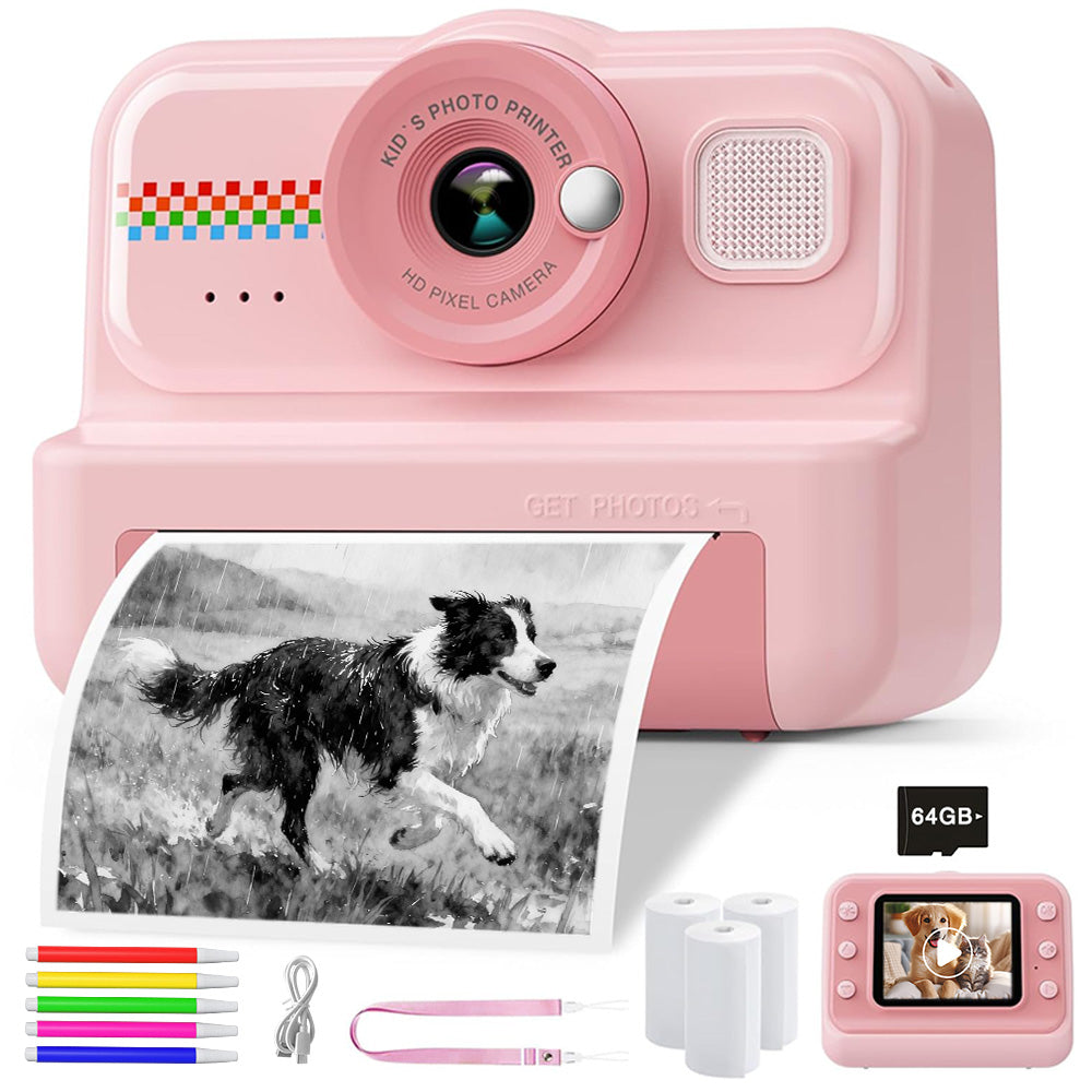Camera Instant Print 1080P Selfie Digital Camera with 64GB Card