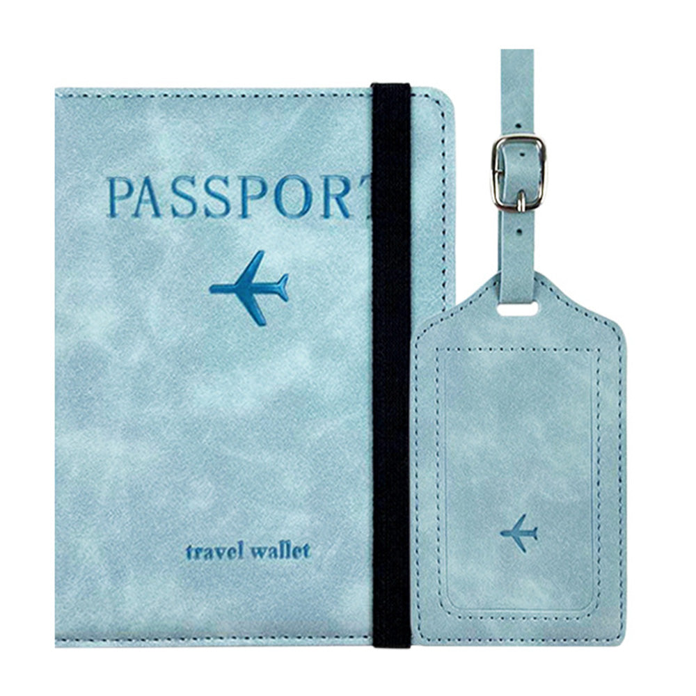 RFID Shield Passport Holder and Luggage Tag Set PU Leather Organizer