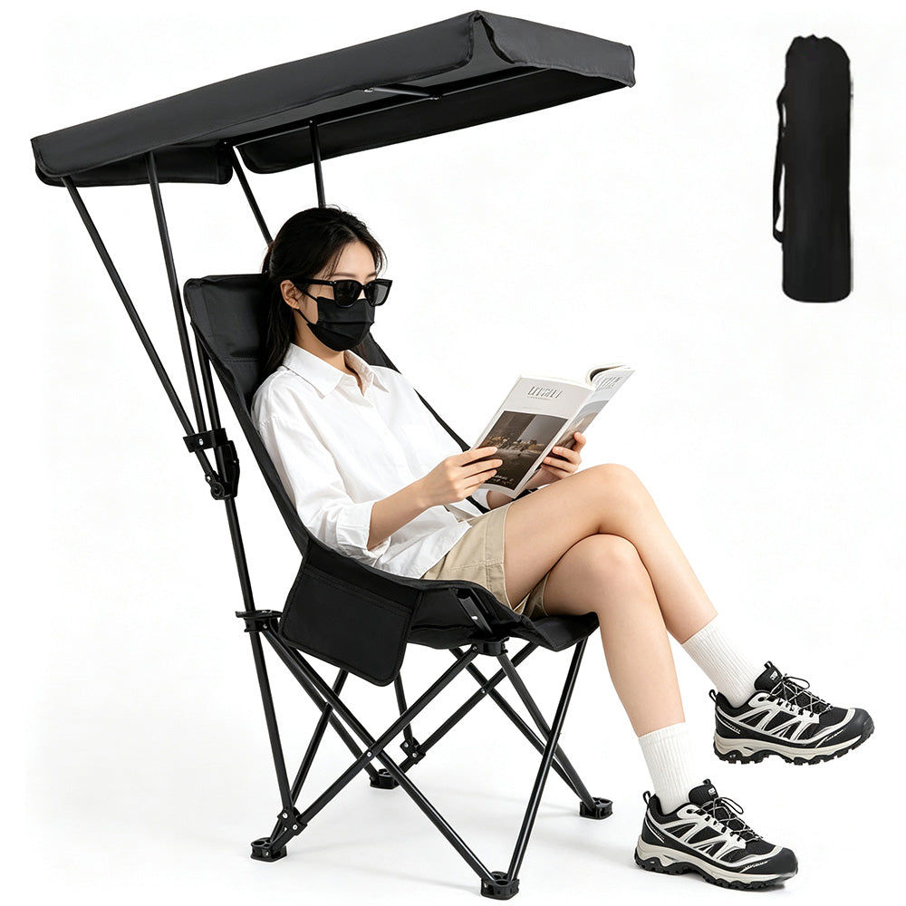 Camping Chair with Canopy Folding Outdoor Chair for Fishing Beach