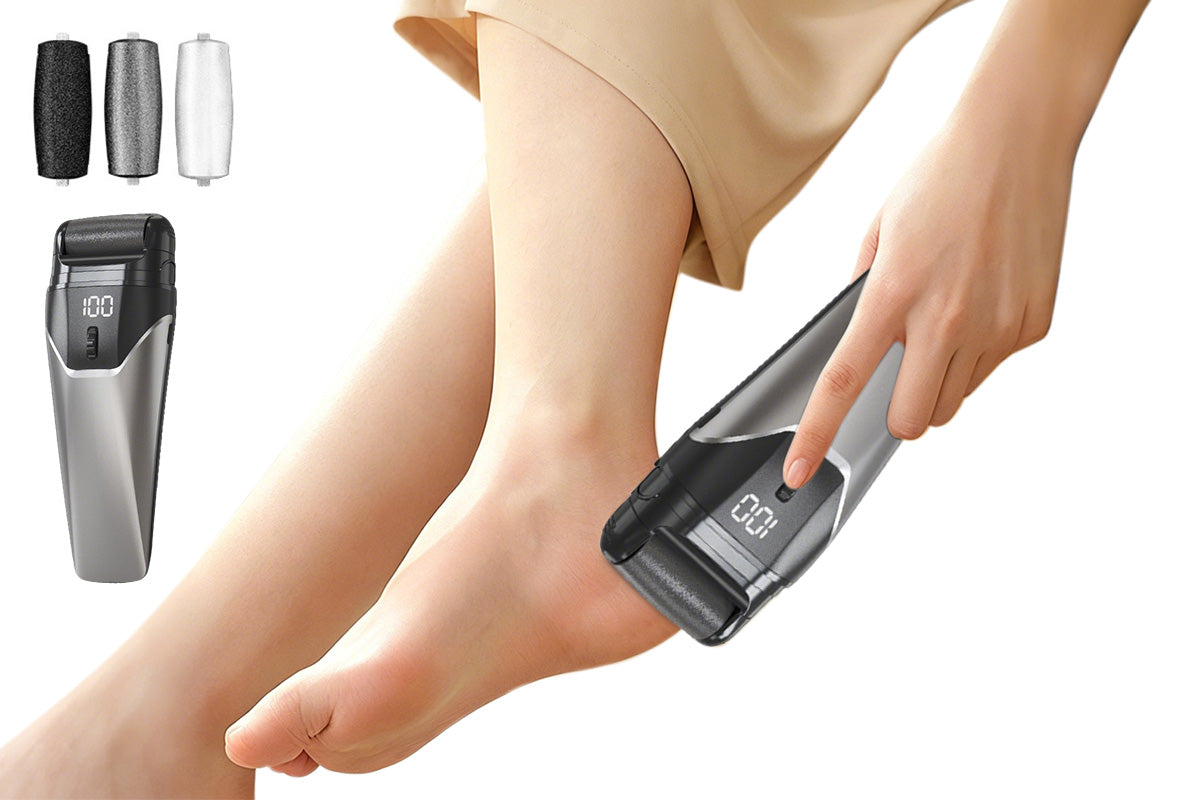 100 Speeds Electric Foot Callus Remover with 3 Rollers LED Light Foot File Pedicure Tool