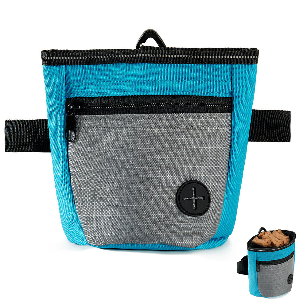 Hands-Free Dog Treat Pouch with Adjustable Belt and Quick Access Waste Bag Dispenser