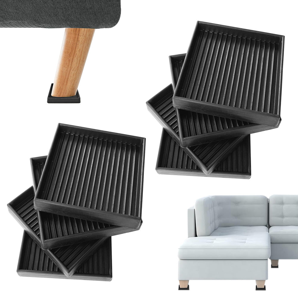 8 Pack Rubber Furniture Leg Floor Protectors with Anti Slip Textured Base