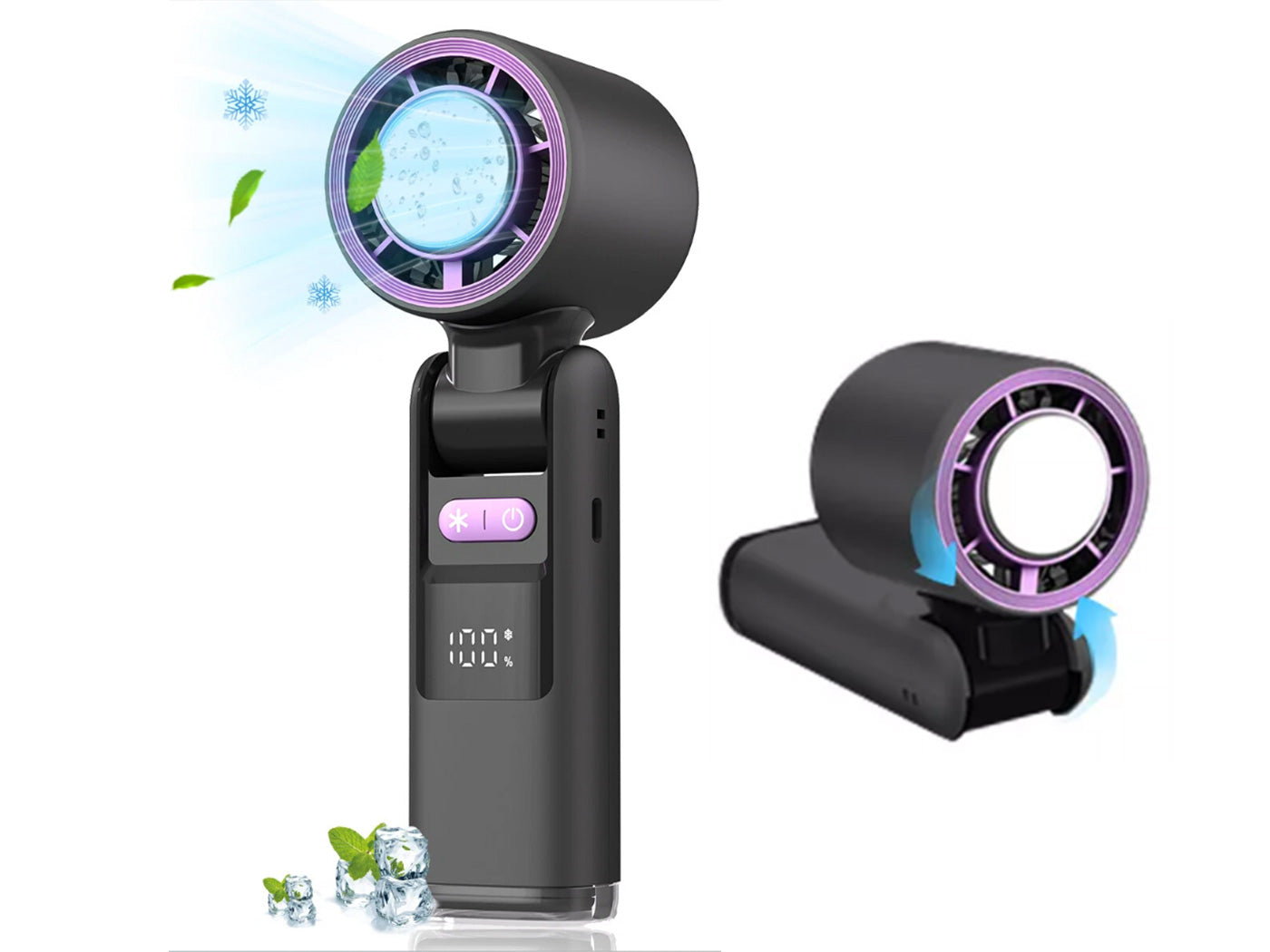 100 Speeds Digital Display Cold Compress Cooling Fan USB Fan with Lanyard
