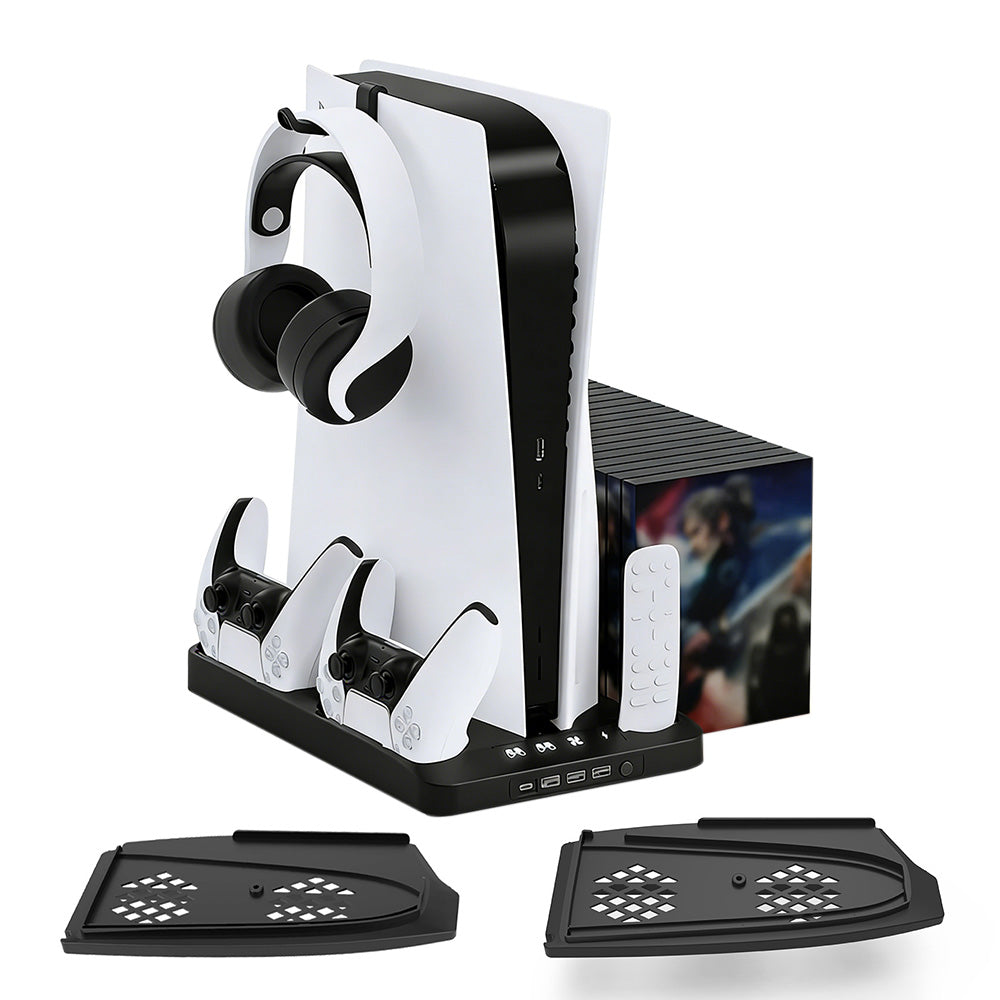 Gaming For PS5 Slim Pro Docking and Cooling Station Charger Headset Holder With RGB Light