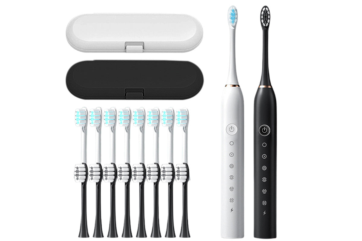 Couple's Electric Toothbrush Set with Travel Case -White and Pink