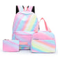 3PCS Boys Girls Gradient Color Backpack Set School Backpack Lunch Bag Pencil Case