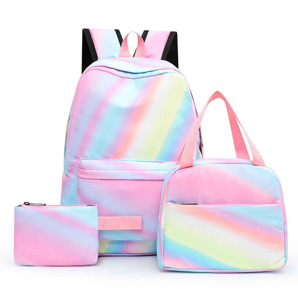 3PCS Boys Girls Gradient Color Backpack Set School Backpack Lunch Bag Pencil Case