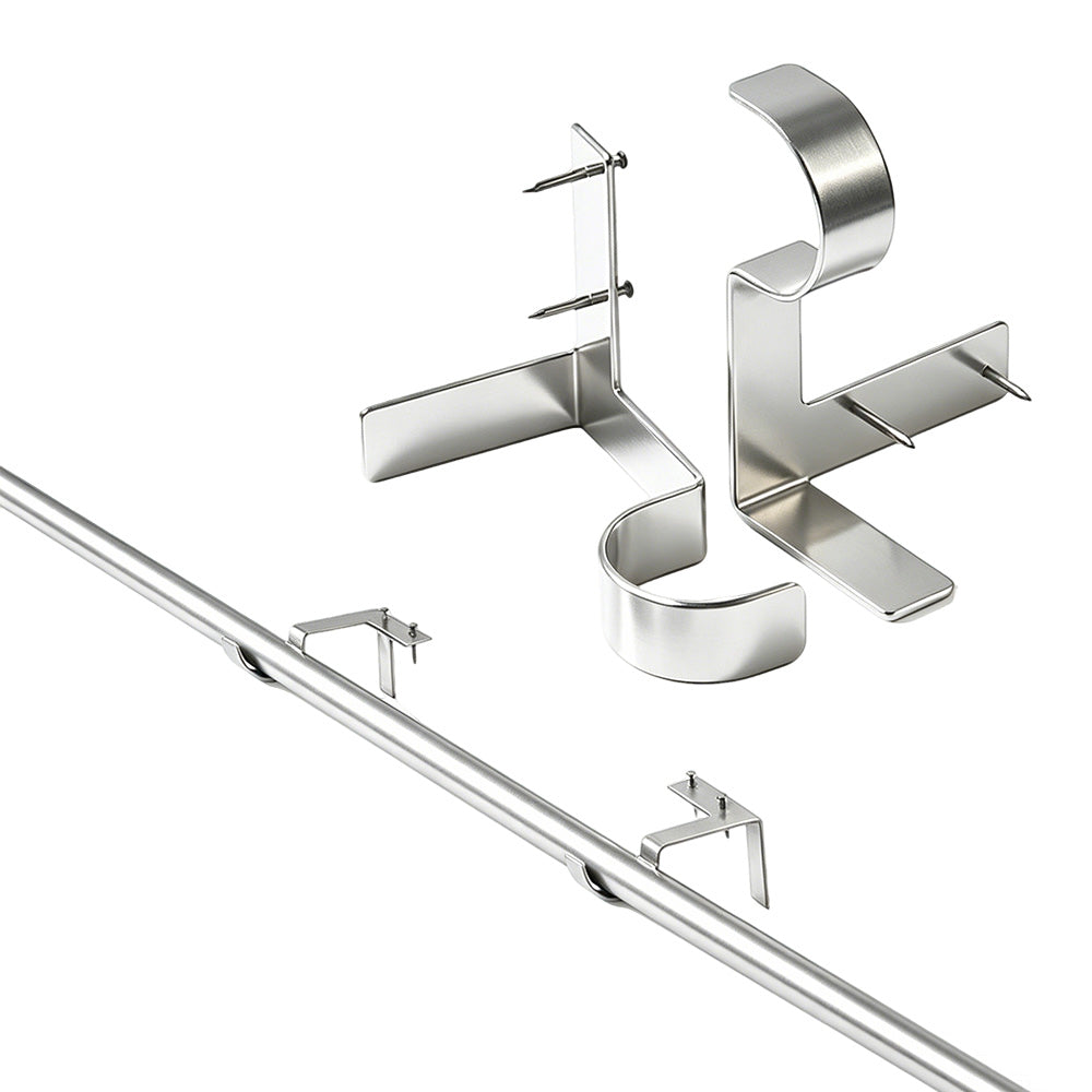2Pcs Tap In Iron Curtain Rod Brackets for Wooden Window Frames