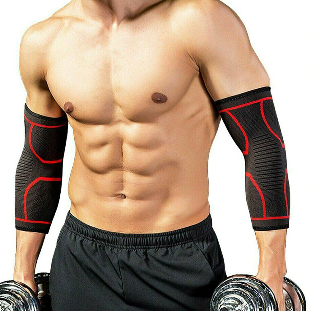 2Pcs Elbow Compression Sleeve for Tennis Golfer's Elbow Weightlifting Unisex-Red