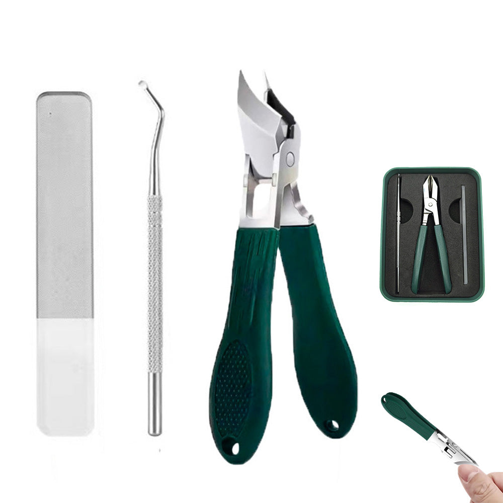 3 Piece Slanted Nail Clipper Set with File and Cleaner Tool