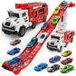 Large Dual Track Transporter Truck Toy Set with 6 Alloy Racing Cars