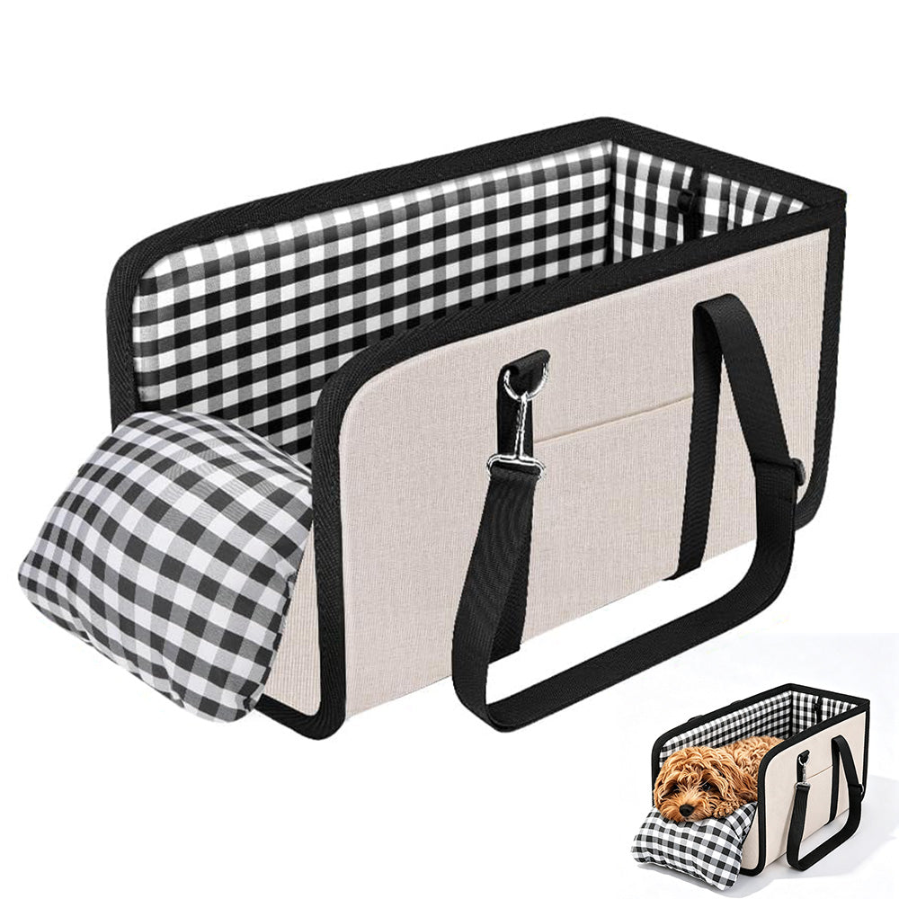 Oxford Fabric Center Console Pet Vehicle Seat Carrier for Small Dogs Cats