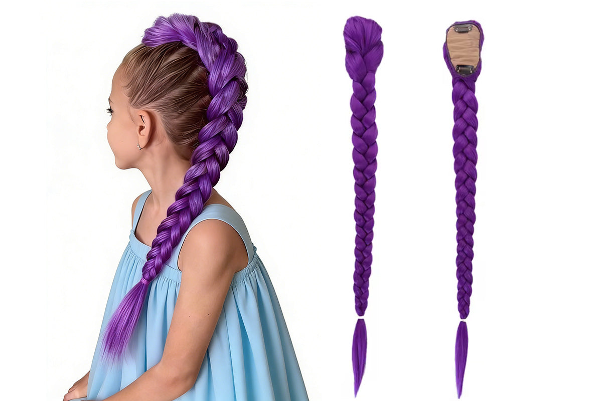Long Purple Braided Ponytail Hair Extension