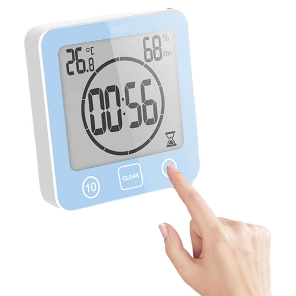 Digital Temperature Humidity Meter Water-Resistant Bathroom Alarm Clock