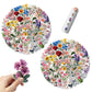 50 Pcs Floral Transparent PET Stickers DIY Decals for Phone Case Cup Laptop